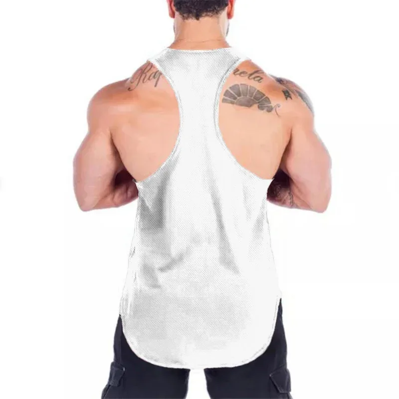 Summer Gym Clothing Fitness Mens Tank Tops Breathable Mesh Bodybuilding Stringer Tanktop Muscle Singlets Sleeveless Vest
