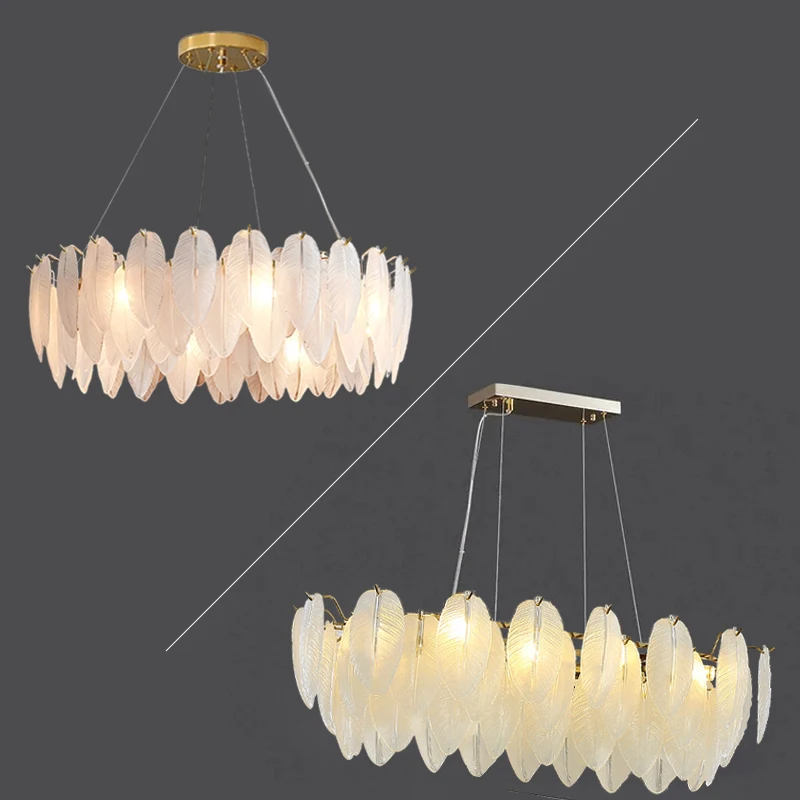 Nordic Crystal Lamp Feather Shade żyrandol podsufitowy oświetlenie do salonu lampa sufitowa willa lampa dekoracyjna do domu hurtownia