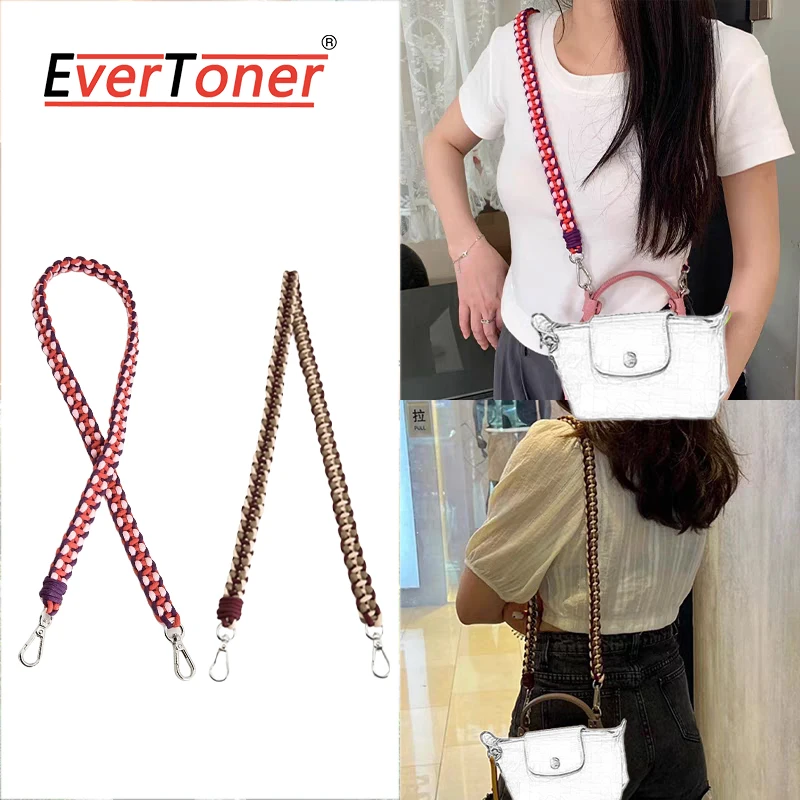 

EverToner подходит для длинной зажимы, мини-тканый плечевой ремень ручной работы, сделай сам, цветной плетеный веревочный ремень для сумки через плечо