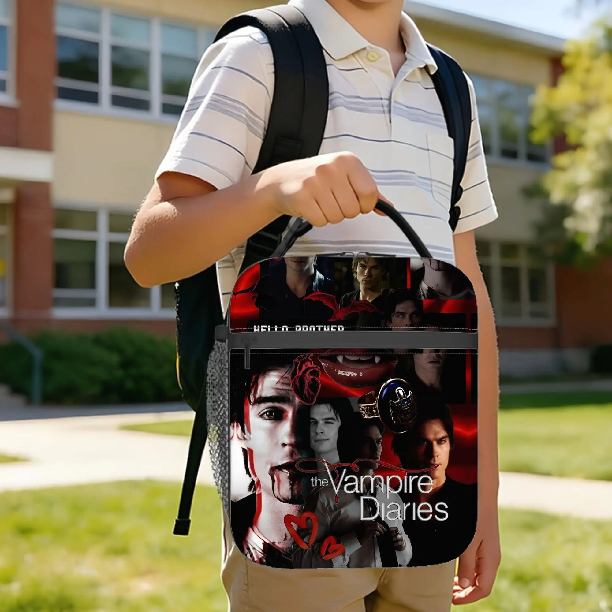 The Vampire Diaries Insulated Lunch Bag Thermal Bag Reusable,Lunch Container Tvdaesthetic  Portable Tote Lunch Box Bento Pouch
