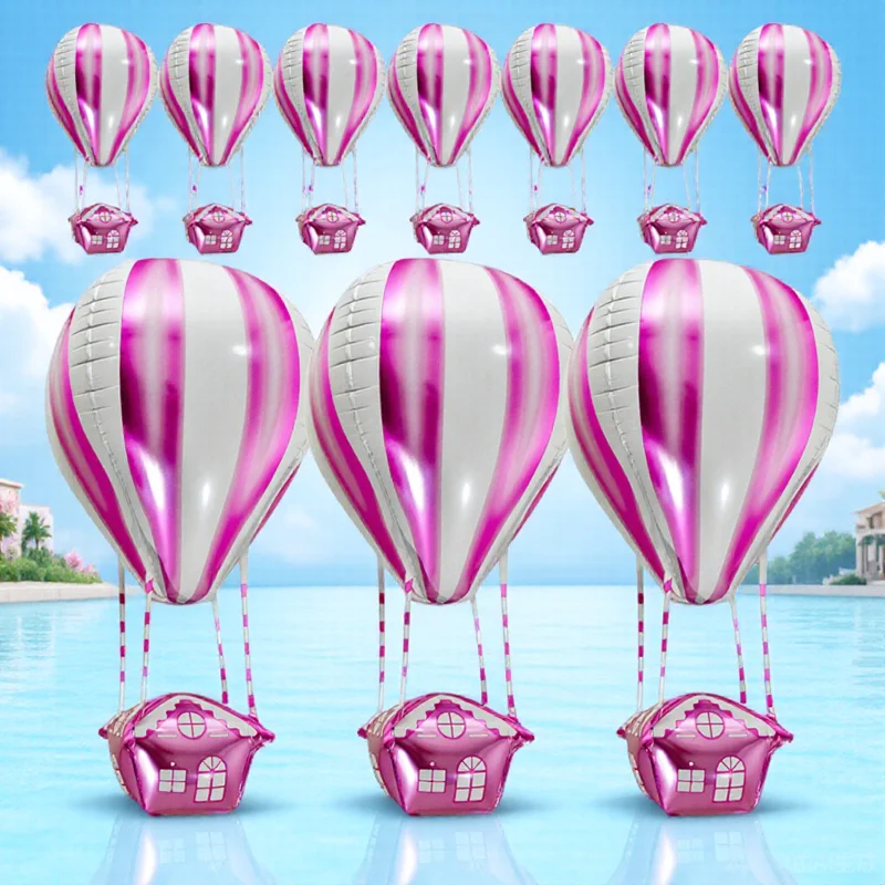 

10Pcs Hot Air Balloon Shape Aluminum Film Balloons Stylish Birthday Party Decorations Helium Foil Balloons