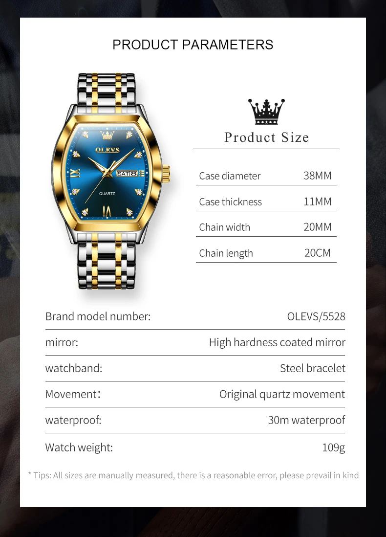 OLEVS TOP Brand Men\'s Watches Diamond Dial Waterproof Stainless Steel High-end Wristwatch for Man