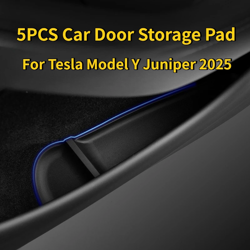 테슬라 모델 Y 주니퍼 2025 차량 도어 수납 패드 5PCS TPE 중앙 제어대 컵홀더 매트 정리 트레이 자동차 액세서리 썸네일 2