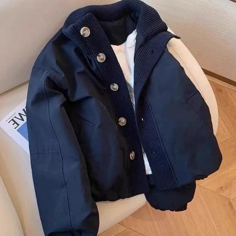 

Модная женская теплая куртка со свободным воротником-стойкой, корейская стеганая куртка, осенне-зимняя новая толстая куртка