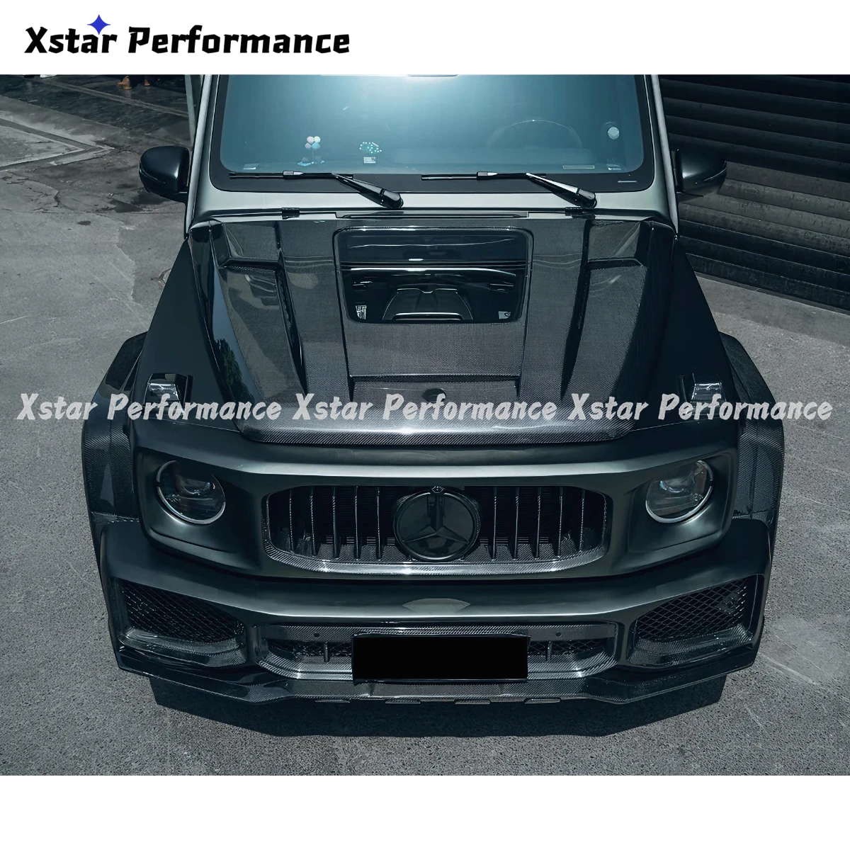 IMP Style Dry Carbon Fiber Hood Bonnet With Transparent Glass For Mercedes Benz W464 G500 AMG G63