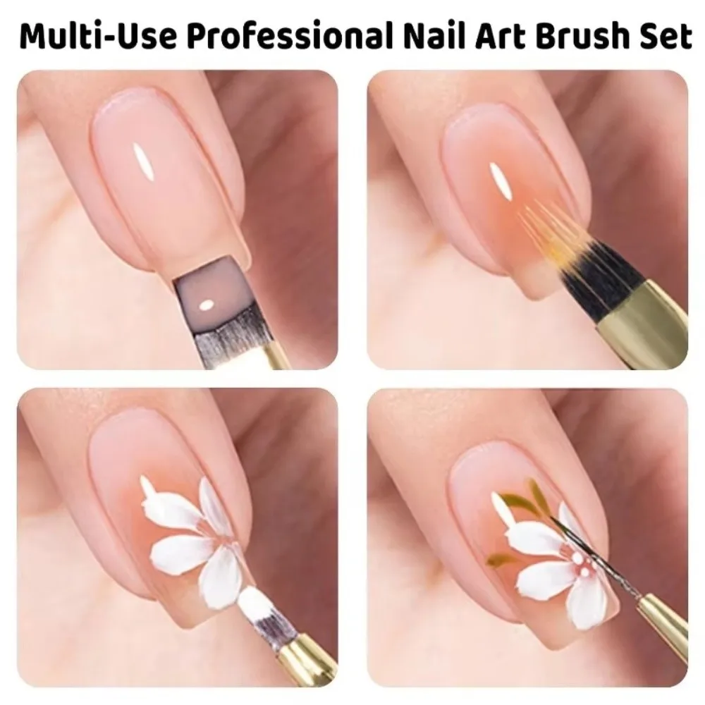 Acrylic Nail Brush Set Translucent Gray 3D Carving Nail Art Brushes Multi-Purpose Japanese Style Nail Extension Brushes