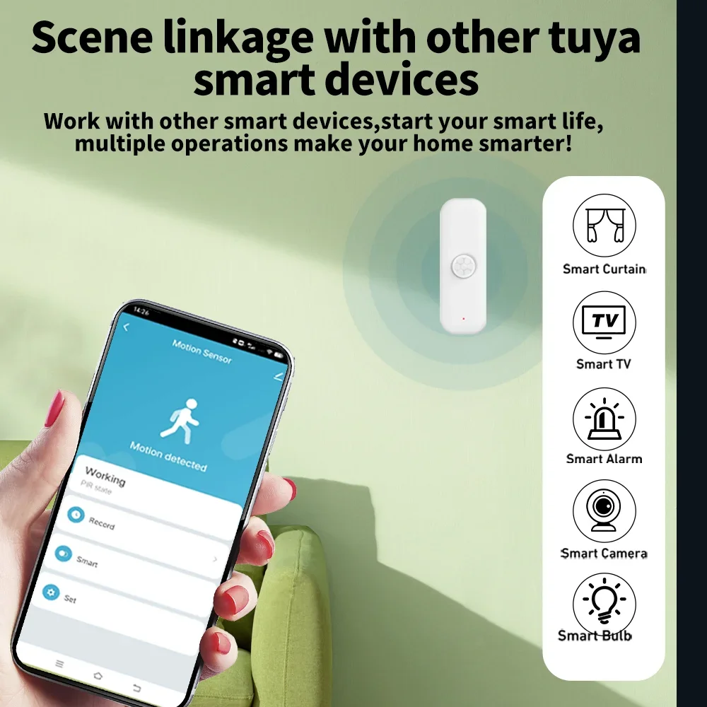 Tuya เซ็นเซอร์กันขโมยสำหรับคนเซ็นเซอร์ตรวจจับการเคลื่อนไหวไร้สาย Pir, เซ็นเซอร์ตรวจจับขโมยสำหรับสมาร์ทโฮมในบ้านอัจฉริยะควบคุมรีโมทแอปชีวิตอัจฉริยะด้วย Alexa