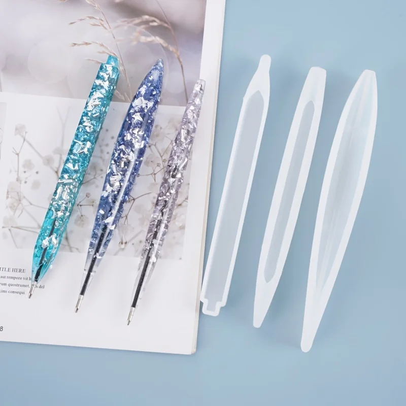 3-teilige Silikonform für Epoxidharz-Stifte, Stiftgussform, handgefertigte Schmuckherstellungswerkzeuge, DIY-Schulbedarf