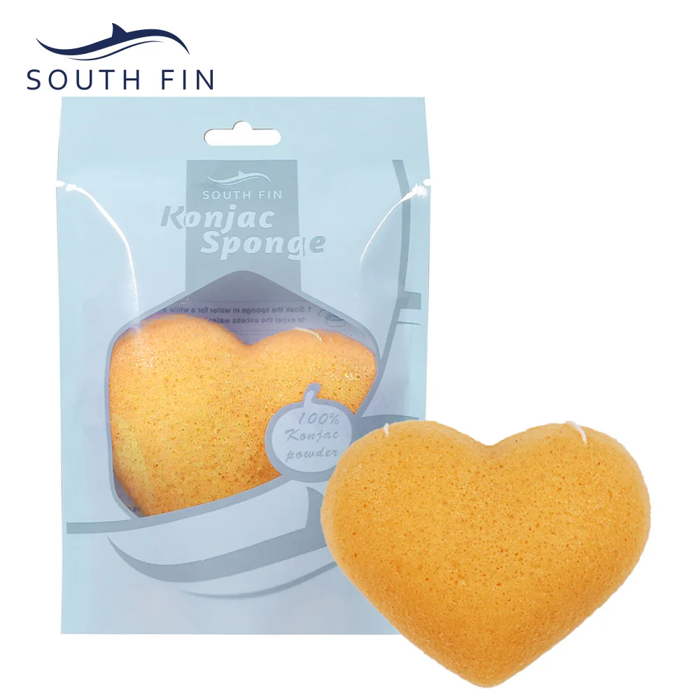 Color Heart-shaped Natural Soft Konjac Facial Puff Face Cleanse Washing Sponge Exfoliator Cleansing Sponge Puff Skin Care Tool