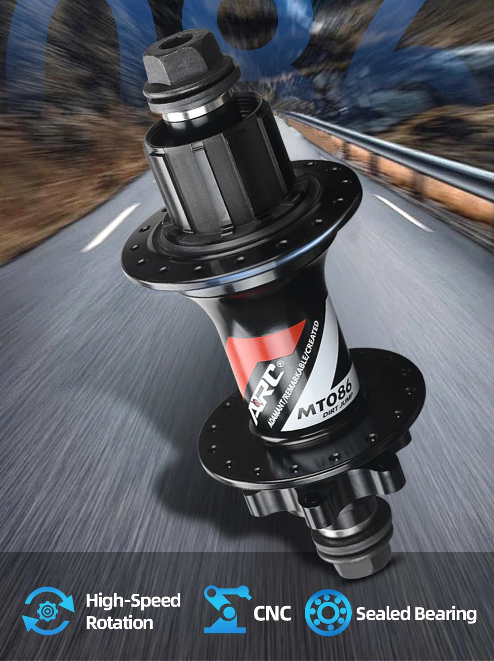 ARC Dirt Jump Einzelgang-Hinterradnabe mit 4 Lagern, Scheibenbremse, MTB-Nabe, 32H, 135mm, Ultraleicht, Lauter Sound, für Street-MTB-Fahrräder – Detail 2