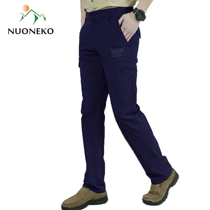 NUONEKO Men Tactical Trousers Outdoor Quick Dry Hiking Pants Waterproof Mountain Climbing Army Trekking Sport PN11