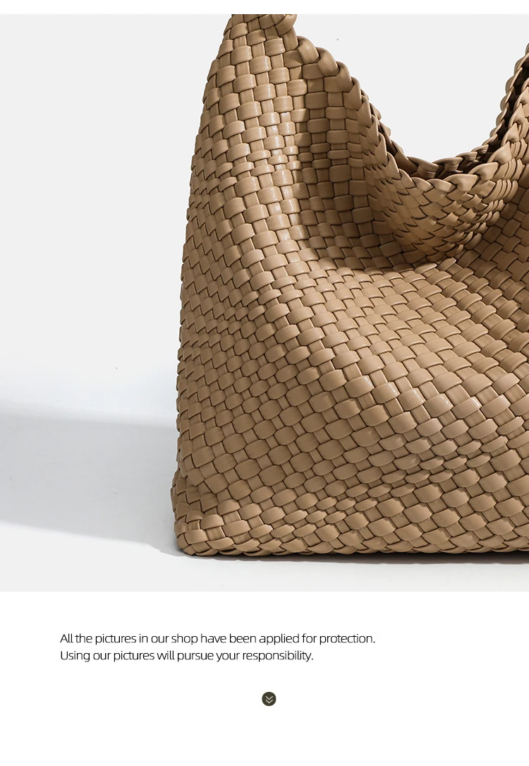 Gewebte Einkaufstaschen für Frauen weiche Leder Einkaufstasche gewebte Damen handtaschen Sommer Umhängetasche große Kapazität Top-Griff Tasche – Detail 6