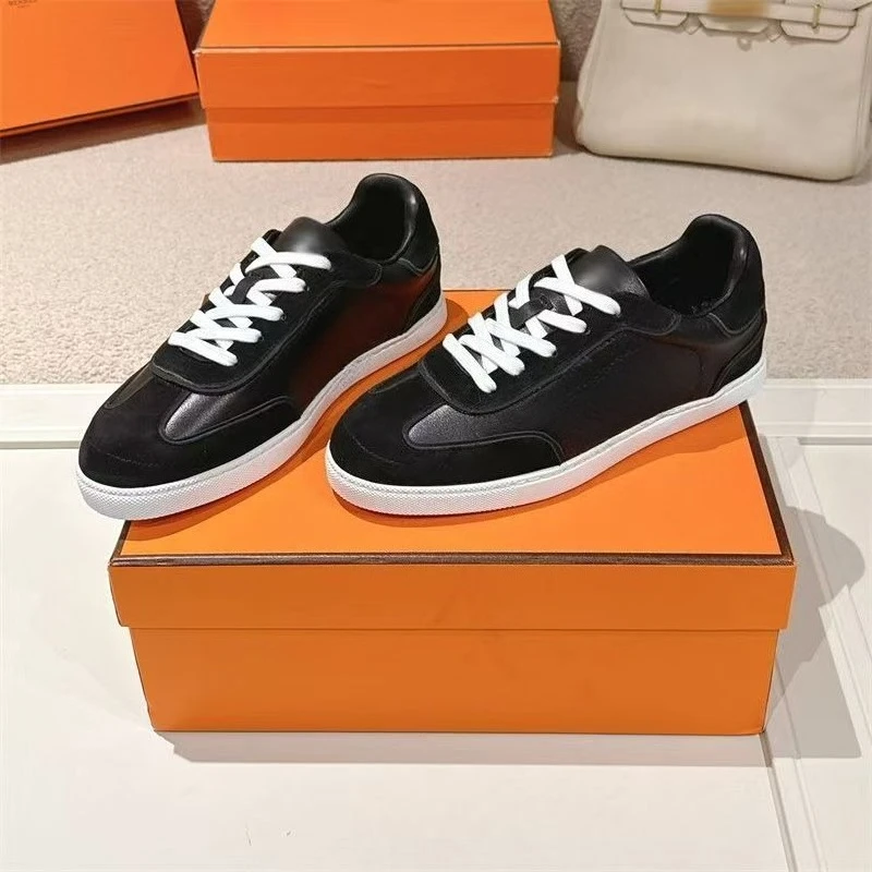 

New Suede Leather Patchwork Flat Shoes Men Lace Up Tennis Trainers Sneakers Male Spring Platform Casual Shoes For Man