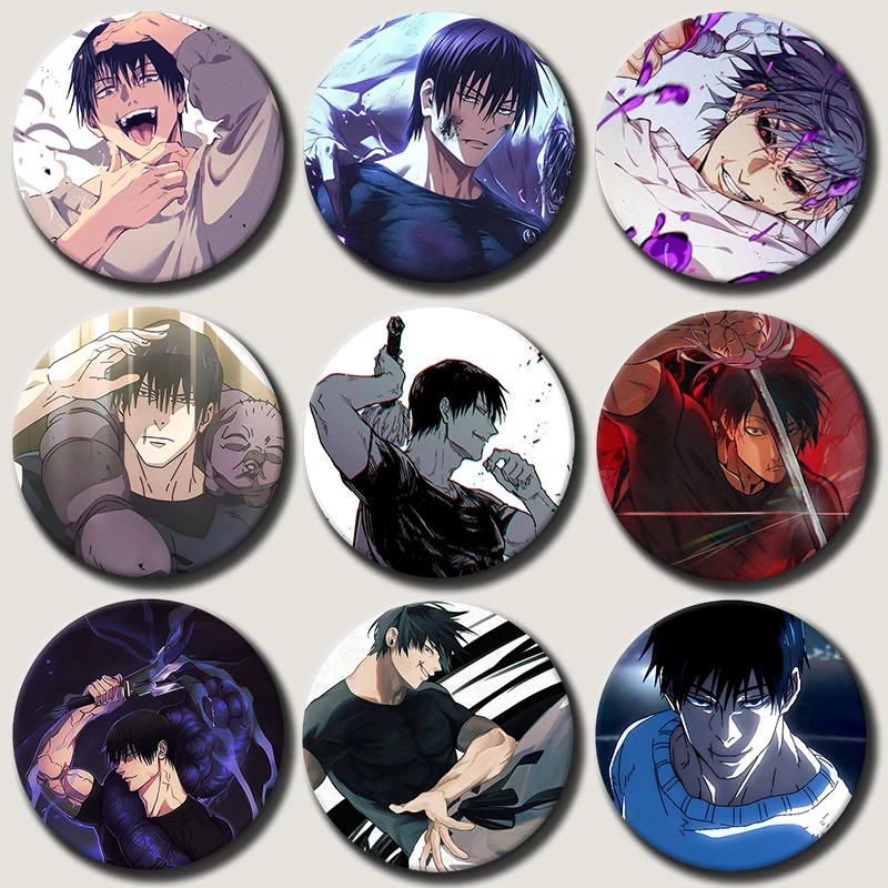 Anime Character Toji Fushiguro Pins Tinplate Badge Cartoon Brooches for Backpack Hat Clothes Decoration Fans Collection Gifts