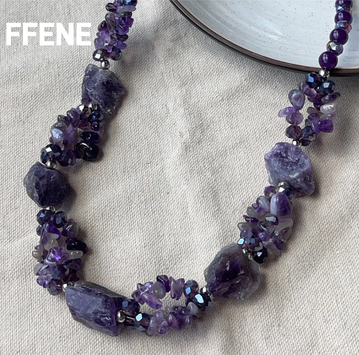 

Роскошный европейский и американский комплект украшений с фиолетовым колье, натуральный фиолетовый кварц, высококачественные украшения ручной работы.