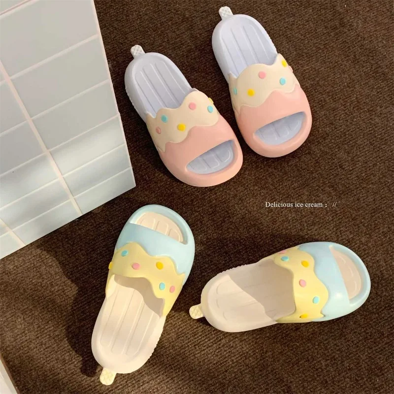 

Sweet and Fashionable Slippers with Contrasting Colors, Popsicle Beach Slippers for Home Use, EVA Soft Soled Casual Women's Shoe