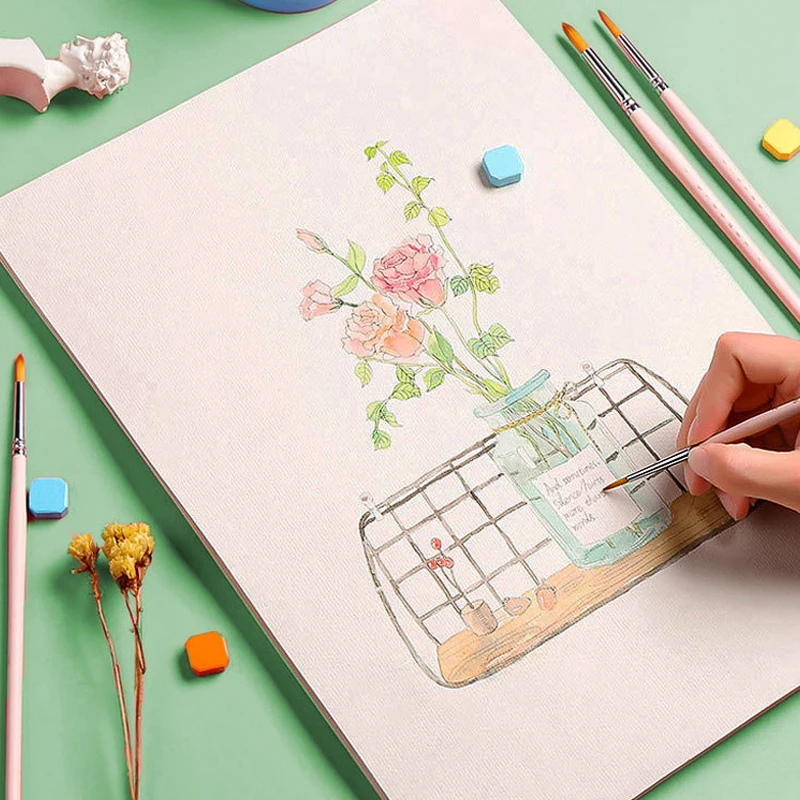 A4 กระดาษสีน้ํา 20/50Pcs เยื่อไม้สีน้ําภาพวาดหยาบปานกลาง 160G 200G 250G 300G กระดาษแข็ง Art Supplies