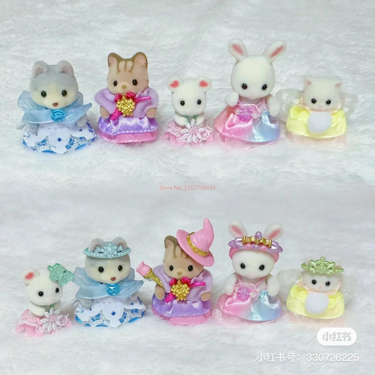 Miniatura Móveis Floresta Família Brinquedo para Meninas, Anime Personagem, Sonho, Princesa Kawaii, Cinco Bonecas Set Box, Casa, Presentes