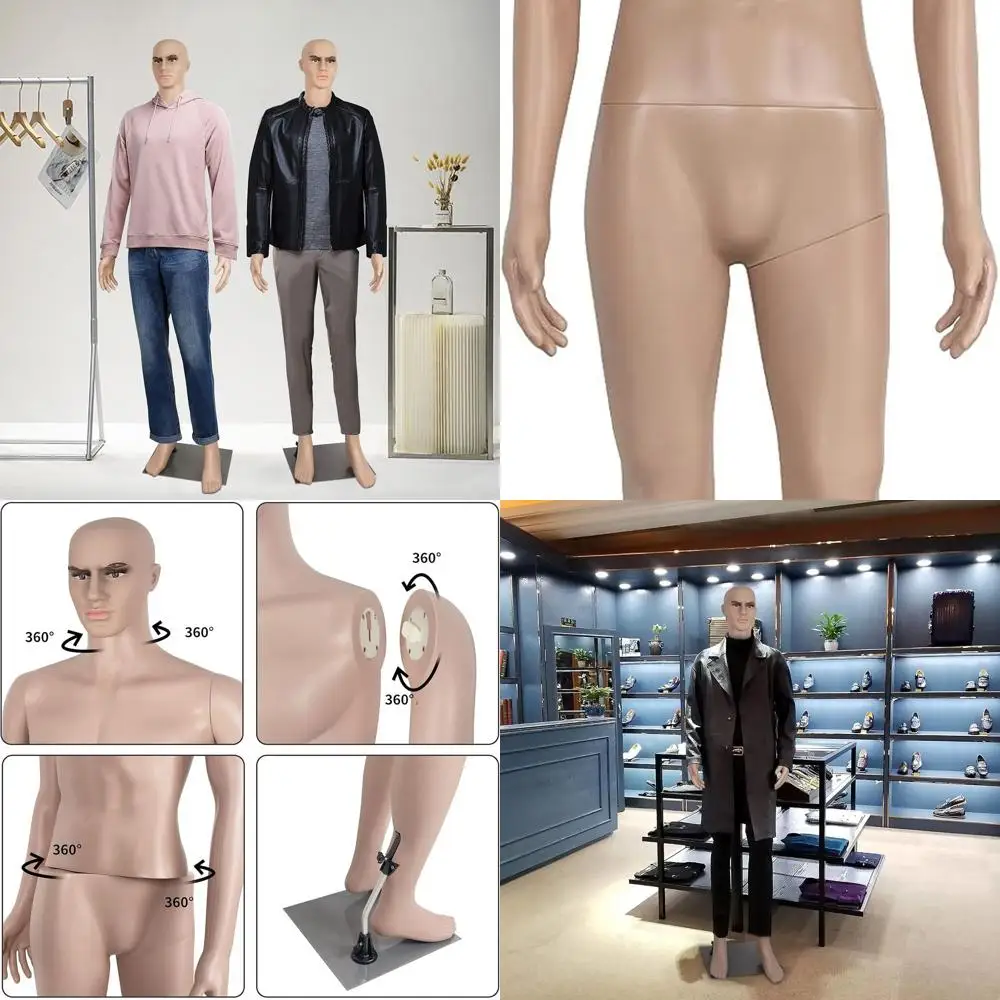 

Adjustable Full Body Male Mannequin with Metal Base, 73 Inches Tall