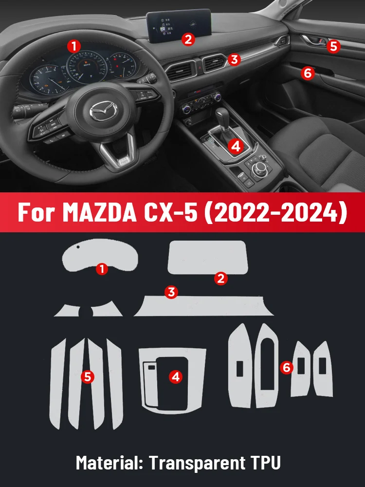 Auto Central Control Screen TPU Navigation Anti Scratch Interior Protection Film GPS Navigation For MAZDA CX-5 2022-2024