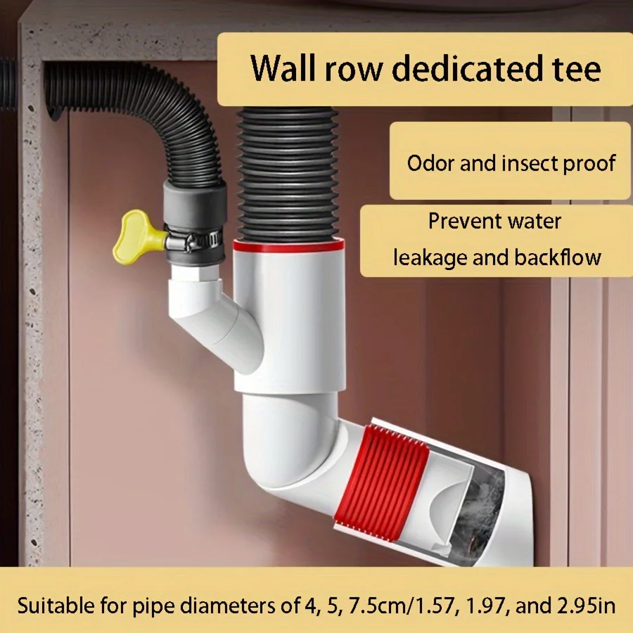 360° Rotating Floor Drain  Sewer Seal Ring  Pipe Wall Drainage Insect Proof Odor Proof Washing Machine Basin Pipe Joint