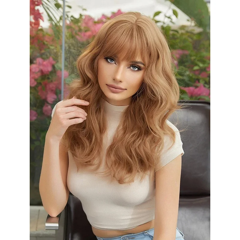 

16 In New Fashion Women's With Bangs Long Brown Wavy Wigs