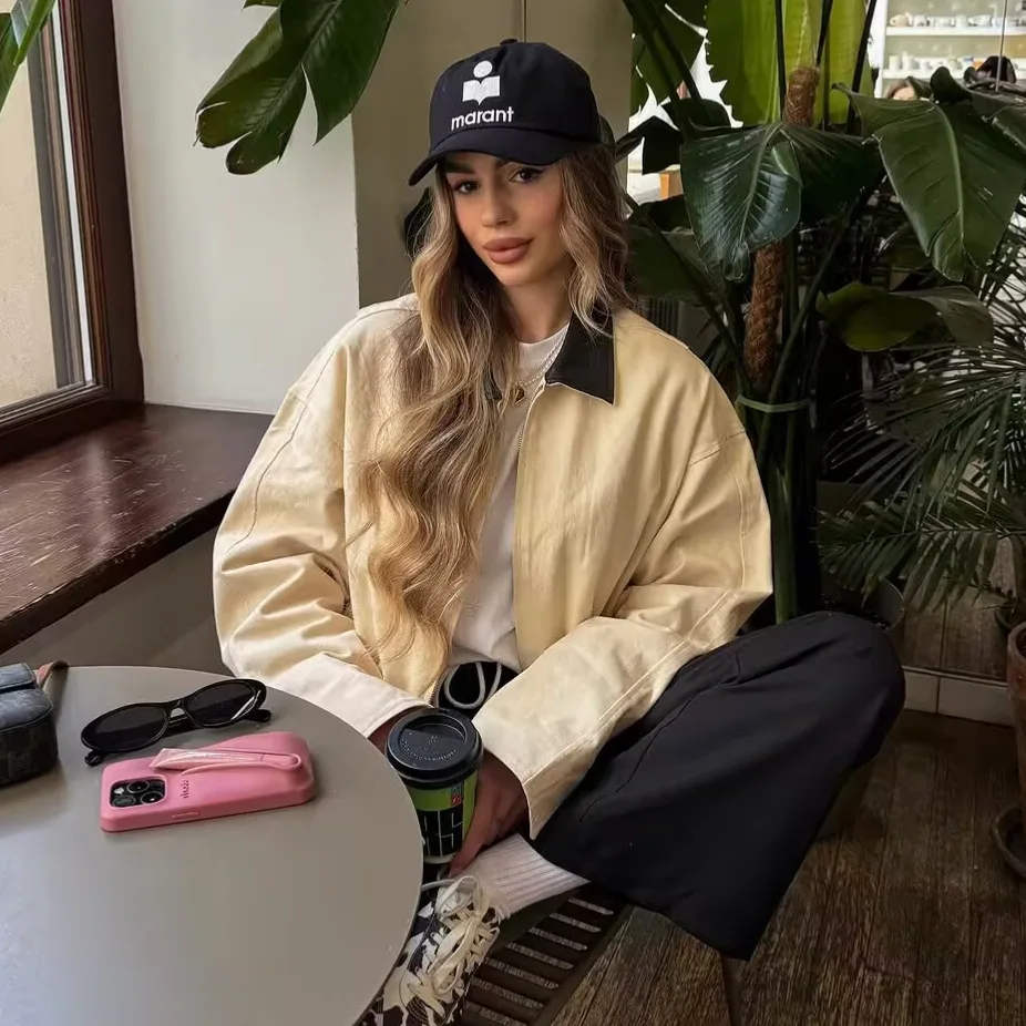 

Осенняя новая американская куртка с лацканами в стиле ретро, женская модная верхняя одежда из европейской и американской одежды оптом