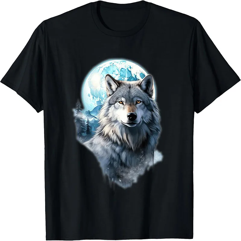 Men Outdoor Casual Tshirt Retro Sunset Coniferous Forest Silhouette Printed Short Sleeve Tees