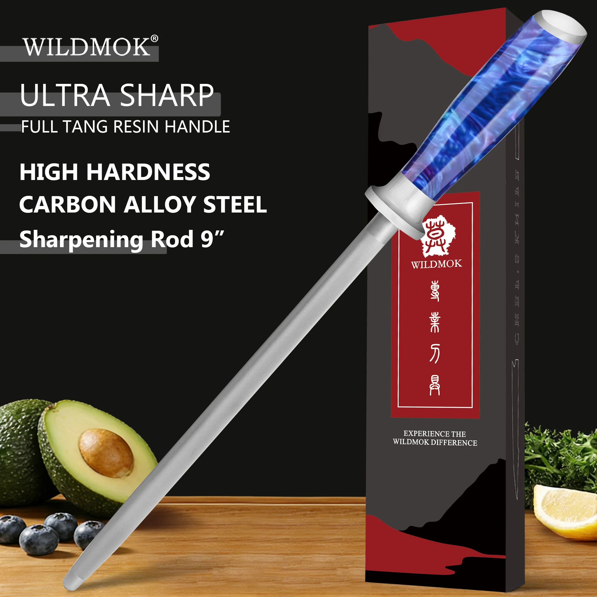 wildmok-9-inch-professional-sharpening-rod-chrome-plated-german-steel-resin-handle-special-for-sharpening-kitchen-knives
