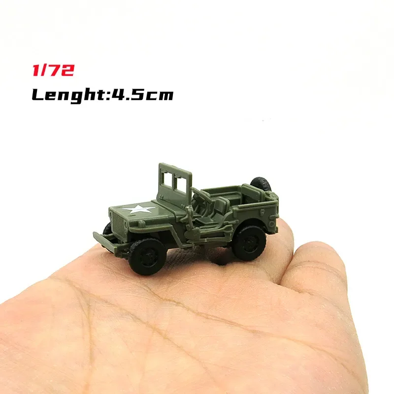 1/72 WWII Willys Jeep with Hanging Bucket 4.5cm Military Vehicle Assemble Car Model Toys