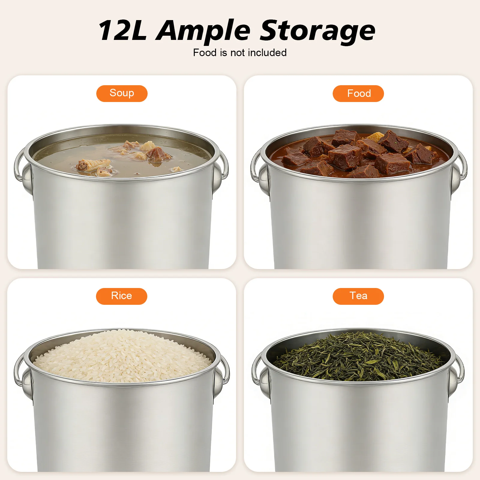 6l/12l/20l Großraum-Eimer aus lebensmittelechtem Edelstahl, verdickt 1,6 mm, mit Deckel und Griff, verhindert Leckagen, hitzebeständig, zum Kochen, Aufbewahren von Milch, Ölen, Ghee, Wein und anderen Flüssigkeiten. – Detail 4