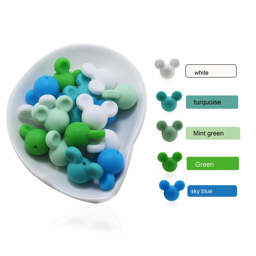 DIY Lot of 10pcs Mickey Baby Teething Beads Cartoon Silicone Beads For Necklaces BPA Free Teether Toy Accessories Nursing