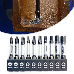 10pcs 50mm Screwdriver Bits PH2 T15 H4 Impact Drill Bits Hex Shank W/ Bit Holder For Pneumatic Screwdrivers Power Tools