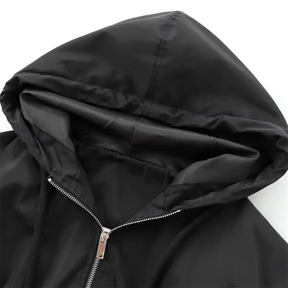 2024 RARF Autumn New Style European and American Fashion Technology Fabric Drawstring Zipper Hooded Jacket Coat