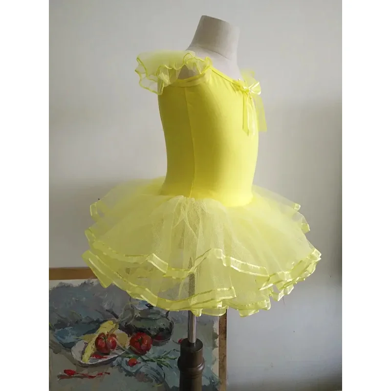 Ropa de Ballet para niños, disfraz de bailarina, tutús de Ballet con descuento, vestido de tutú de Ballet rosa/amarillo, leotardo de gimnasia para niñas, Ropa de baile