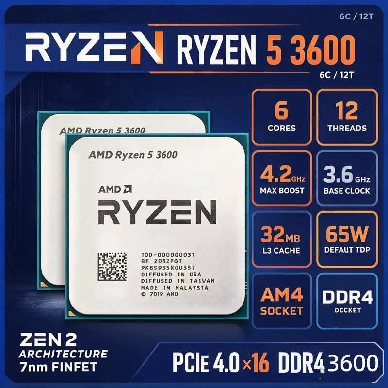 Hot Sale AMD Ryzen 5 3600 6-Core 12-Thread 3.6GHz CPU Socket AM4 100% Brand New Original Desktop Processor R5 3600