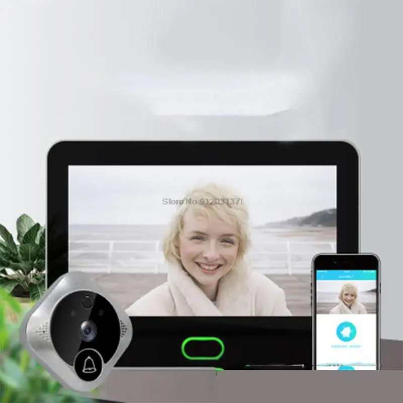 Timbre de ojo de la puerta inteligente, intercomunicador con pantalla LCD de 7 pulgadas, 170 °, 1080P, cámara de puerta de mirilla electrónica inalámbrica, visor para exteriores