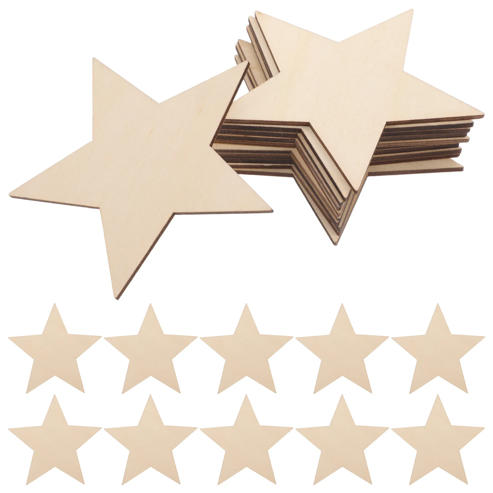 

30Pcs Unfinished Wooden Star Cutouts Natural Wood Craft Stars Blank Wood Pieces for Painting Christmas Ornaments Home Art Decor