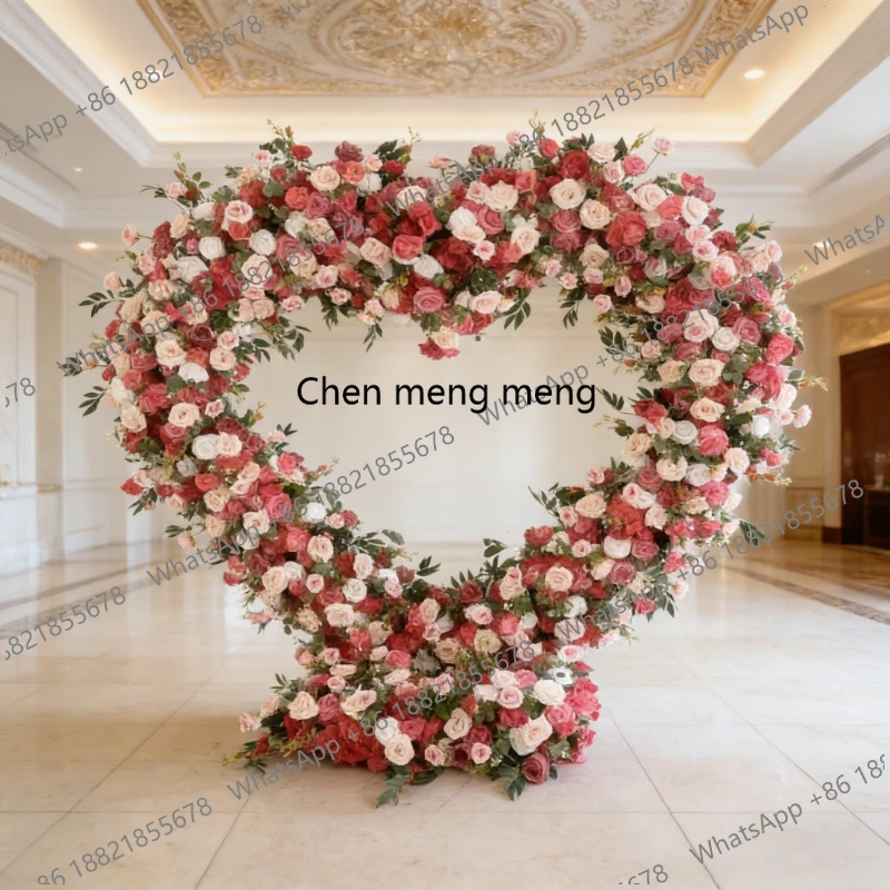 

2M Rose Colored Artificial Rose Arch Flower Party Decoration Iron Art Arch Fake Flower Wedding Stage Background Arrangement