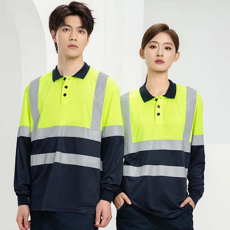 Custom LOGO Safety Reflective T-shirt High Visibility Working Shirt with Reflection Tapes Road Traffic Construction Security Top