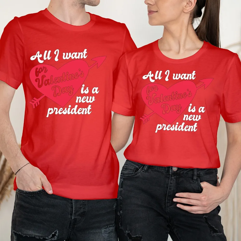All I Want for Happy Valentine's Day Love Goals Couple Matching T-Shirts Short-sleeve Fashion Casual Streetwear Camisetas Mujer