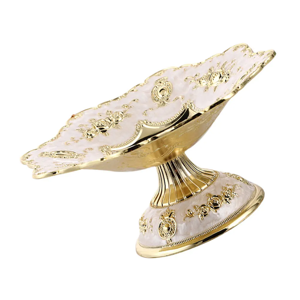 

Fruit Trays Snack Serving Plate Home Countertop Embossed Alloy Dish European Style