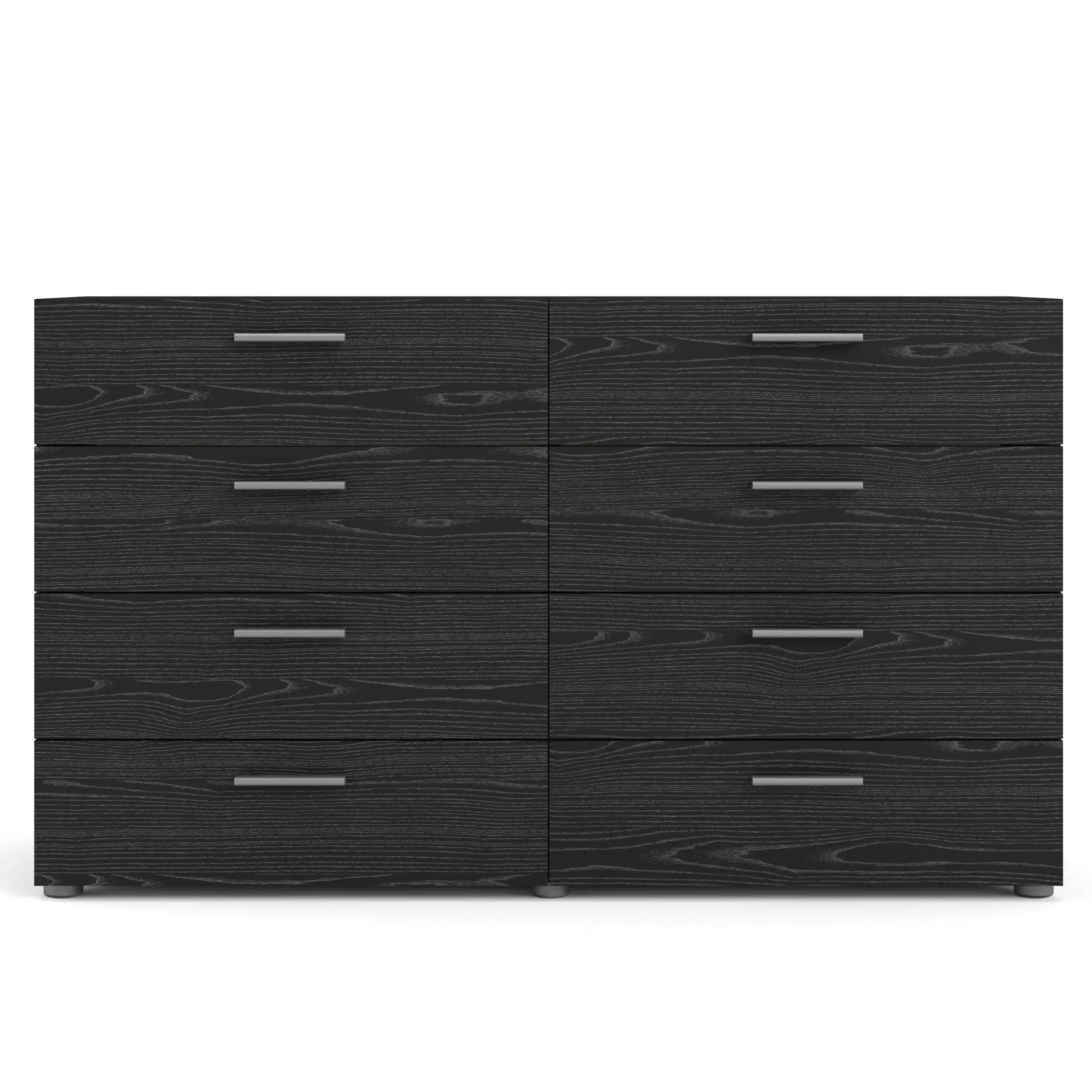 Modern Loft Wood Contemporary 8 Drawer Freestanding Double Storage Dresser, Metal Glides,Black Woodgrain,Easy Assembly