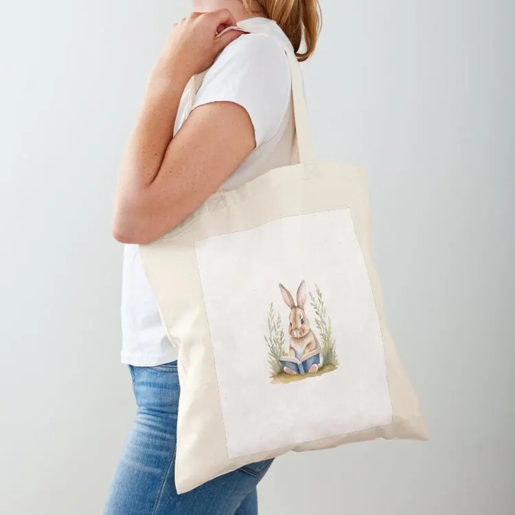 Bunny Reading Tote Bag canvas tote bag Women's shopper cloth bag woman
