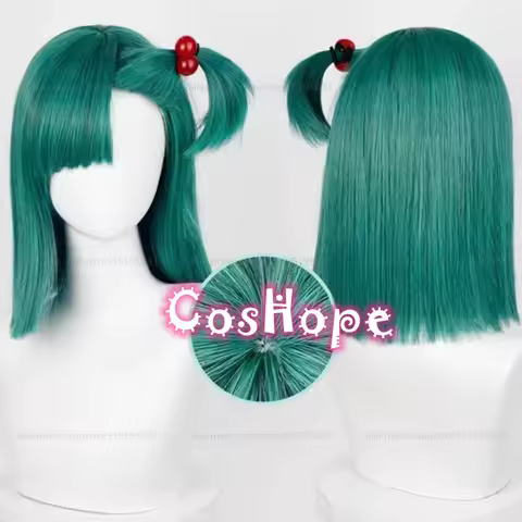 Bulma Cosplay Wig Women 32cm Short Hair with Accessory Green Wig Cosplay Anime Cosplay Wigs Heat Resistant Synthetic Wigs