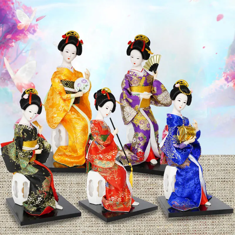 

Japanese Geisha Silky Kimono Doll Restaurant Wedding Japanese Style Decoration Desktop Gift