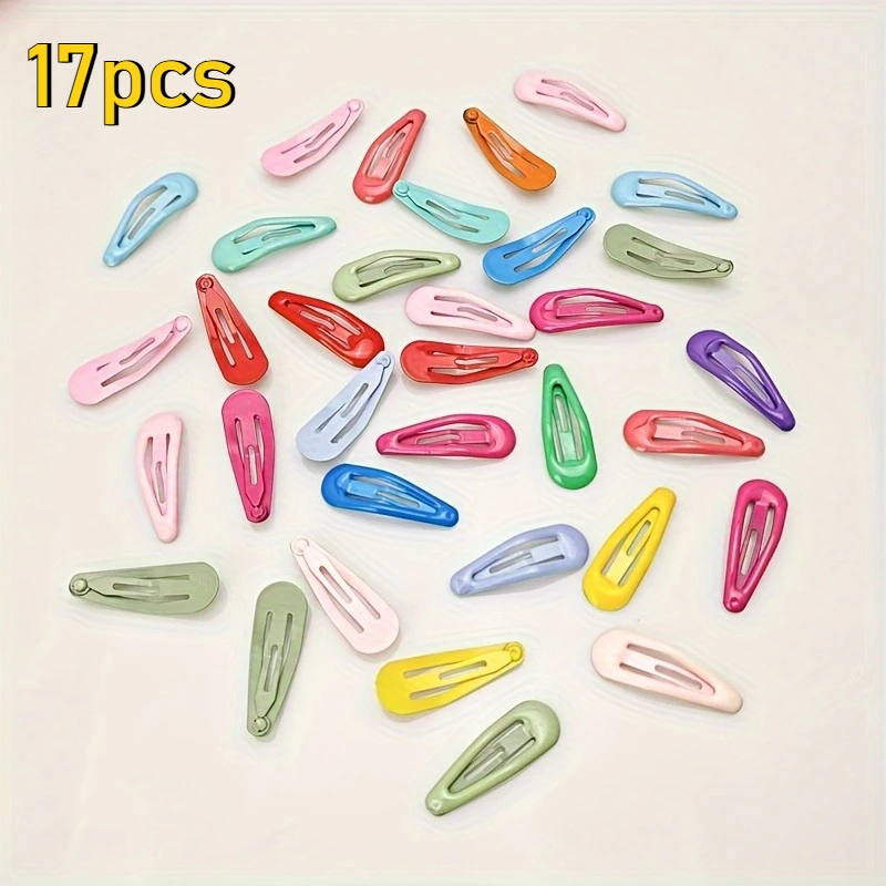 17 Piezas de Pinzas para el Cabello de Mujer Estilo Y2K, Color Caramelo, 1.18 Pulgadas, con Detalles de Corazón y Efecto de Goteo de Aceite, Modernas y Lindas