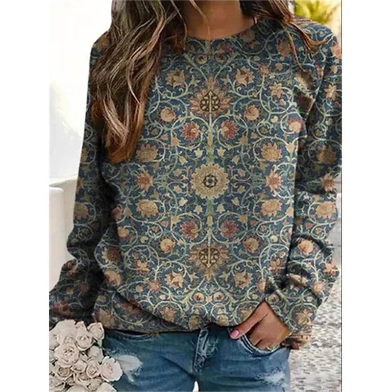 Autumn Flower Floral Sweatshirts 3D Print Hoodies Women Retro Long Sleeve Y2k Hoodie Oversized Pullovers Top Woman Kids Clothing