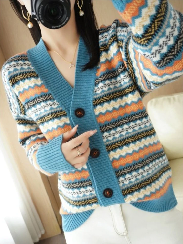 Cardigan Women Striped Special Ladies New All-match Simple Daily Elegant Prevalent Korean Style Basics Young Charming Vintage