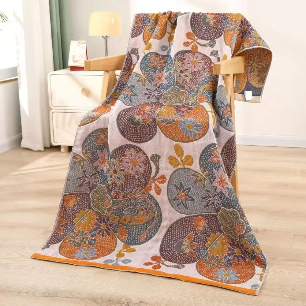 Fashion Multi Layer Bath Towel Soft Multifunctional Beach Towel Double Sidedprinted Small Blanket Universal in All Seasons
